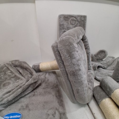 HEY-BROTHER CAT TREE FOR INDOOR CATS - INCLUDES HAMMOCK AND SCRATCH POSTS - GREY image 3