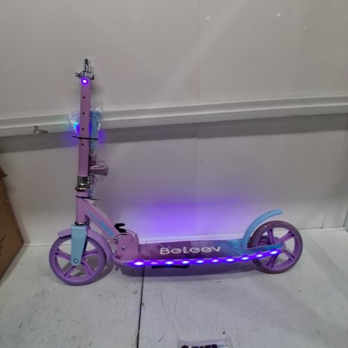 KIDS BELEEV V8 FOLDABLE LED LIGHT UP SCOOTER - PURPLE (MODEL: BE085) image 2