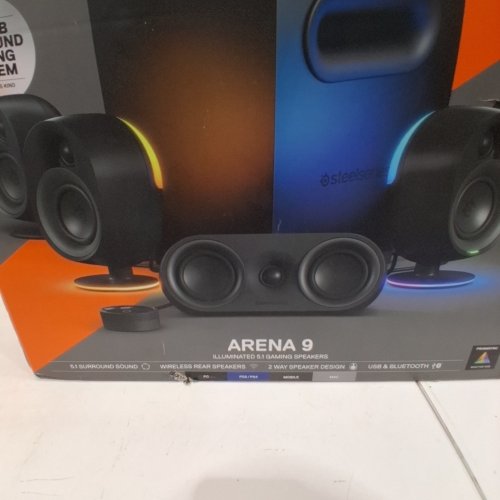 STEELSERIES ARENA 9 ILLUMINATED 5.1 GAMING SPEAKERS WITH 5.1 USB SURROUND SOUND, WIRELESS REAR SPEAKERS, 2-WAY SPEAKER DESIGN, SUBWOOFER, REACTIVE RGB LIGHTING (MODEL: 61547) image 5