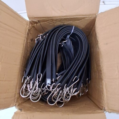 50PC VEVOR FLAT BUNGEE STRAPS WITH STEEL S HOOKS - 21" - BLACK image 3