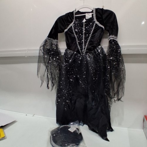 3PC GIRLS' WITCH OF STARDUST COSTUME DRESS - SMALL (4-6) - BLACK image 3
