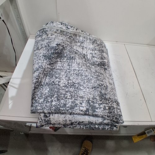 DISTRESSED ABSTRACT AREA RUG - 9FT X 6FT - WHITE/GREY image 2