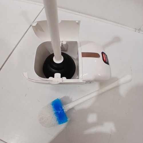 OXO GOOD GRIPS HIDEAWAY TOILET BRUSH AND PLUNGER COMBINATION SET - WHITE image 4