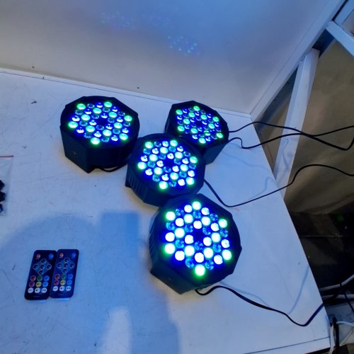 4PK MOSFIATA LED PAR LIGHT RGB 36 LED STAGE LIGHTS SOUND ACTIVATED DMX CONTROL, 7 MODES UPLIGHTING LIGHTS WITH REMOTE CONTROL - 110 V - BLACK (MODEL: PAR-36) image 2
