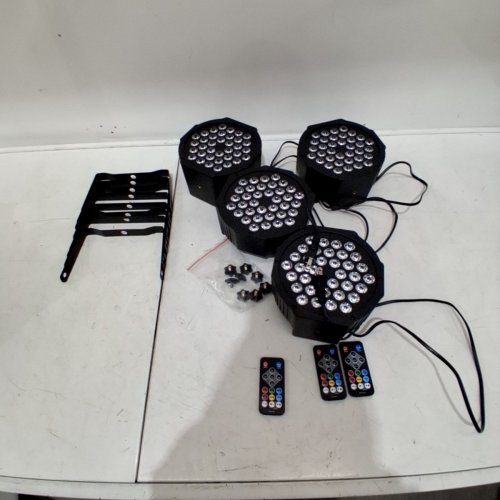 4PK MOSFIATA LED PAR LIGHT RGB 36 LED STAGE LIGHTS SOUND ACTIVATED DMX CONTROL, 7 MODES UPLIGHTING LIGHTS WITH REMOTE CONTROL - 110 V - BLACK (MODEL: PAR-36) image 4
