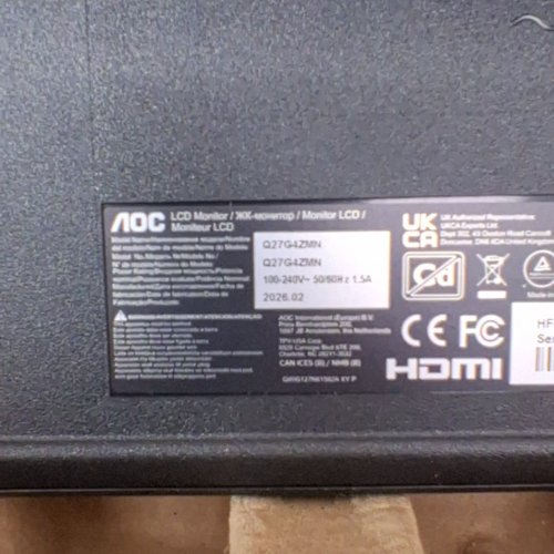 AOC QHD GAMING MONITOR - 27" - 240HZ - BLACK (MODEL: Q27G4ZMN) image 5