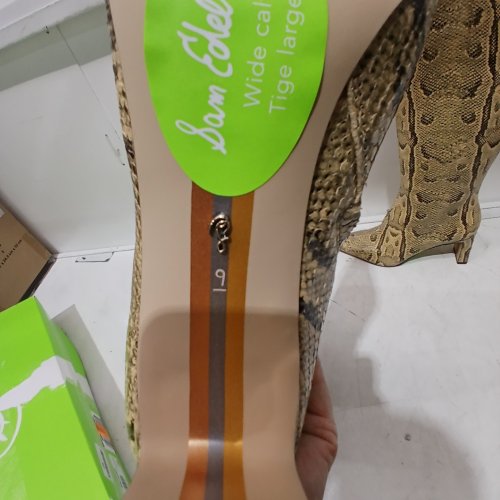 SAM EDELMAN SNAKE PRINT TALL POINTED TOE BOOTS - SIZE 9 WIDE CALF - TAN / BROWN (STYLE: WILDE) image 3