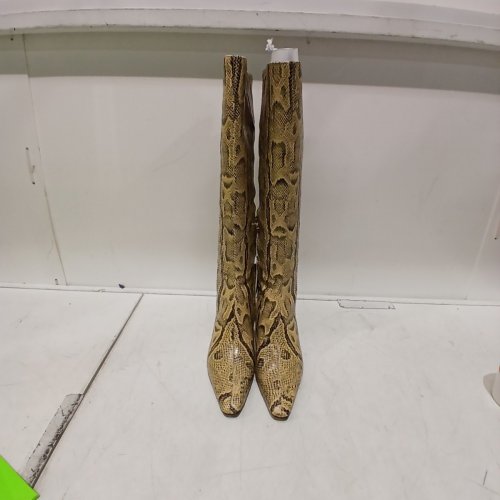 SAM EDELMAN SNAKE PRINT TALL POINTED TOE BOOTS - SIZE 9 WIDE CALF - TAN / BROWN (STYLE: WILDE) image 5