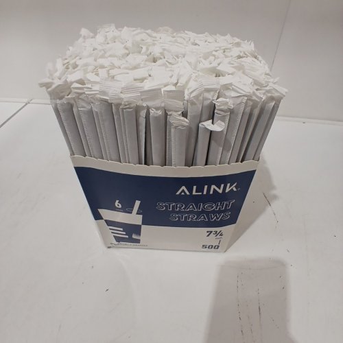 500PK ALINK STRAIGHT WRAPPED PLASTIC DRINKING STRAWS - 7.5" - BLACK (STYLE: WAP500-STR-BLACK) image 2