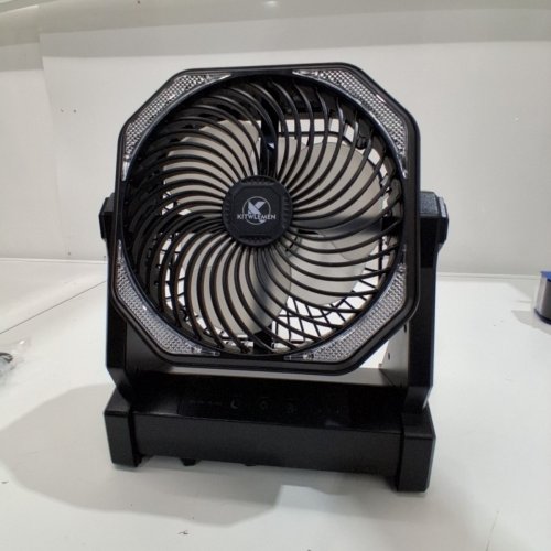 BATTERY OPERATED RECHARGEABLE PORTABLE CAMPING FAN WITH 3 MODES LED LIGHT & HANGING HOOK - 20000 MAH - BLACK (MODEL: D10) image 3