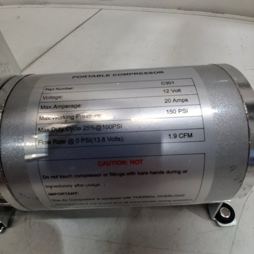 PORTABLE AIR COMPRESSOR -20 AMP, 150 PSI, 1.9 CFM - SILVER - (MODEL: C301) image 5