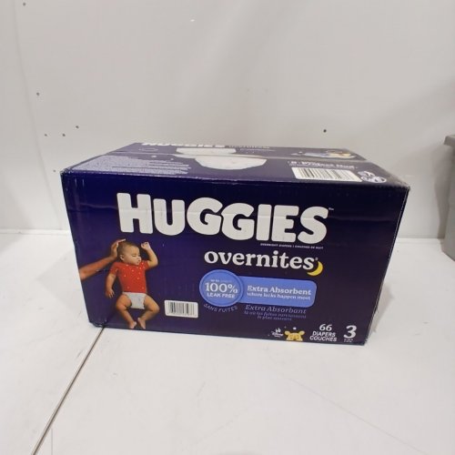 66PK HUGGIES OVERNITES NIGHT TIME DISPOSABLE DIAPERS - SIZE 3 image 2
