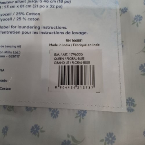6PC SLUMBER CHILL COOLING BED SHEET SET - QUEEN- WHITE/BLUE FLORAL (MODEL: 1796335) image 3