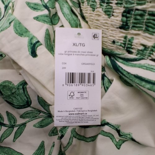 WOMANS GEORGE. PRINTED PRINCESS SLEEVE MAXI DRESS - EXTRA LARGE - GREEN AND WHITE (STYLE: GR64073LD) image 2