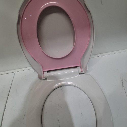 YASFEL ELONGATED TOILET SEAT WITH TODDLER TOILET SEAT BUILT IN AND SLOW CLOSE MAGNETS - 18.5" - WHITE / PINK image 3