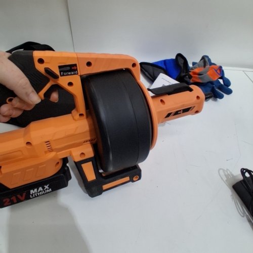 CORDLESS ELECTRIC DRAIN AUGER, AUTO FEED PLUMBING SNAKE - 3/4" - 2" PIPE - ORANGE (model: dl21vys) image 2