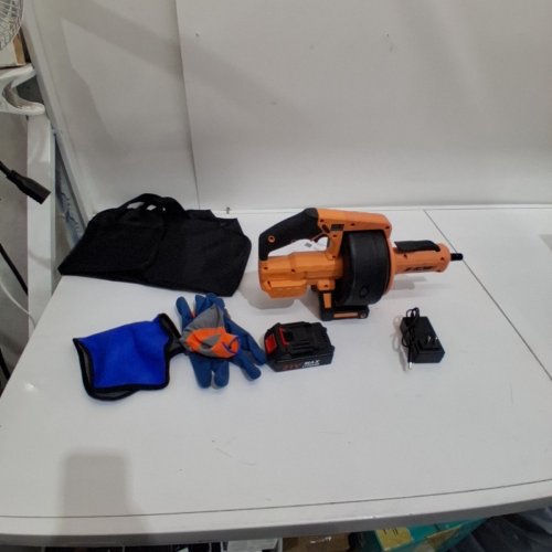 CORDLESS ELECTRIC DRAIN AUGER, AUTO FEED PLUMBING SNAKE - 3/4" - 2" PIPE - ORANGE (model: dl21vys) image 3