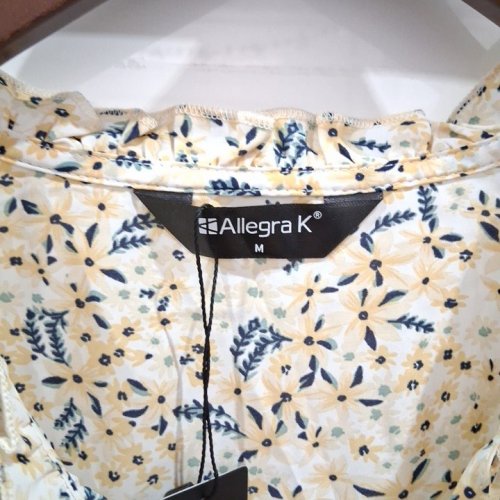 WOMEN'S ALLEGRA K FLORAL PRINT DRESS - MEDIUM - YELLOW/BLUE image 3