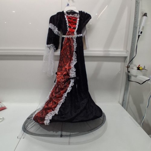 GIRLS GOTHIC VAMPIRESS COSTUME DRESS - MEDIUM - RED/BLACK image 2