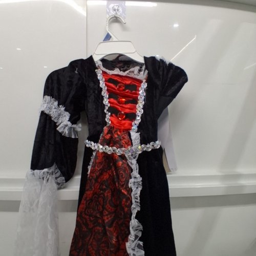 GIRLS GOTHIC VAMPIRESS COSTUME DRESS - MEDIUM - RED/BLACK image 3