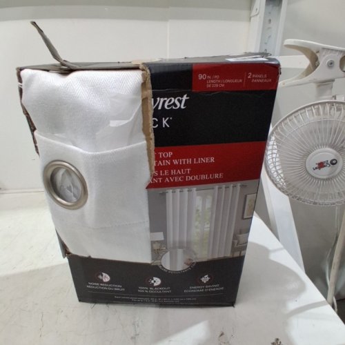 (2 PANEL) BEAUTYREST GROMMET TOP BLACKOUT CURTAIN WITH LINER - 52" X 90" - WHITE (MODEL:6699105 image 2
