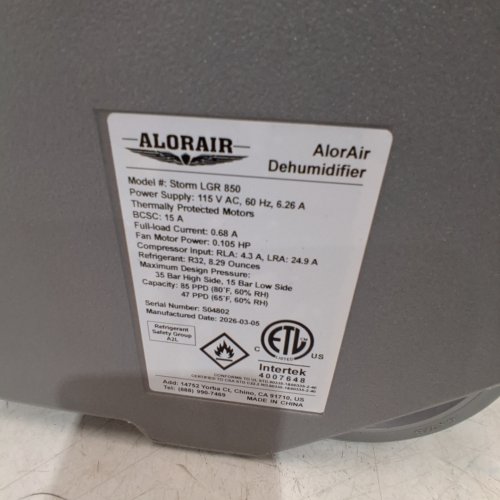ALORAIR LGR DEHUMIDIFIER - 85PPD - 115 V - BLUE/GRAY (MODEL: STORM LGR 850) image 3