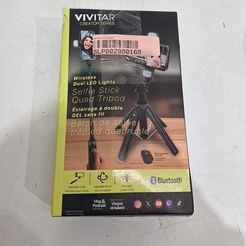 VIVITAR SELFIE STICK TRIPOD WITH QUAD LED LIGHTS - BLACK (MODEL: VIVTR2L36-NOC) image 8