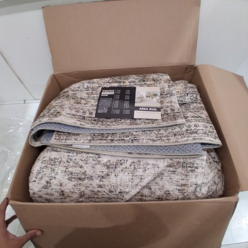 FMFUNCTEX WASHABLE BROWN NEUTRAL AREA RUG - 9FT X 12FT image 2