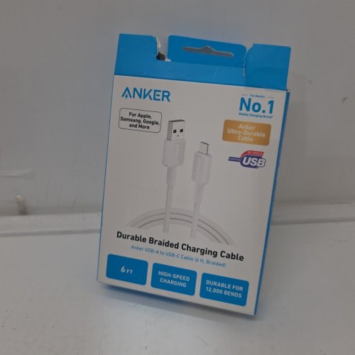 ANKER DURABLE BRAIDED USB-A TO USB-C FAST CHARGING CABLE - 6FT - WHITE (MODEL: A81H6H21-1) image 3