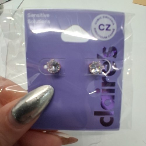 1PR GIRLS CLAIRE'S CUBIC ZIRCONIA STUD EARRINGS - ROSE GOLD TONE (ITEM: 80468-2) image 3