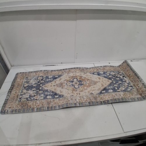 BOHO CUSHIONED KITCHEN ANTI FATIGUE MAT - 17" X 47" - BEIGE/BLUE image 2