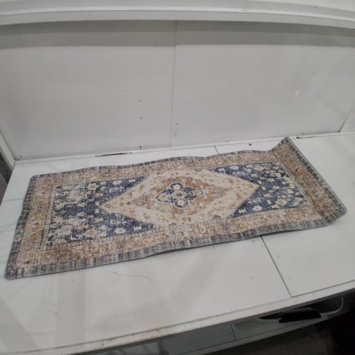 BOHO CUSHIONED KITCHEN ANTI FATIGUE MAT - 17" X 47" - BEIGE/BLUE image 3