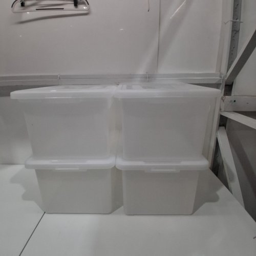 4PK IRIS USA PLASTIC STORAGE BIN TOTE - 33L - CLEAR (MODEL: FB-21E/FB-21EE) image 2