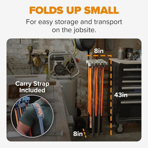 BORA CENTIPEDE PORTABLE FOLDING WORKSTAND WORKBENCG WITH CARRYING STRAP - 4FT X 4FT - 36" TALL - BLACK/ORANGE (MODEL: CT9) image 5