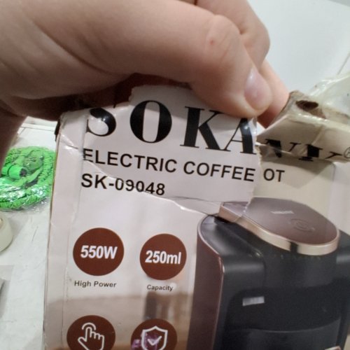 SOKANY ELECTRIC COFFEE POT - 550W - 250 ML - BLACK/BROWN (MODEL: SK-09048) image 3