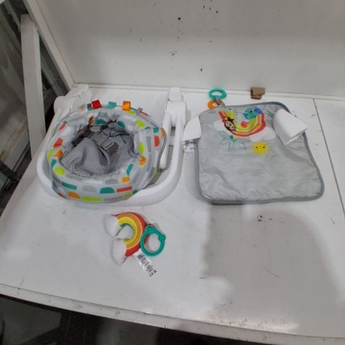 BRIGHT STARTS LEARN-TO-SIT 2-POSITION BABY FLOOR SEAT WITH TOYS - 4-12MONTHS - GREY / WHITE / YELLOW ( MODEL 12956 ) image 2