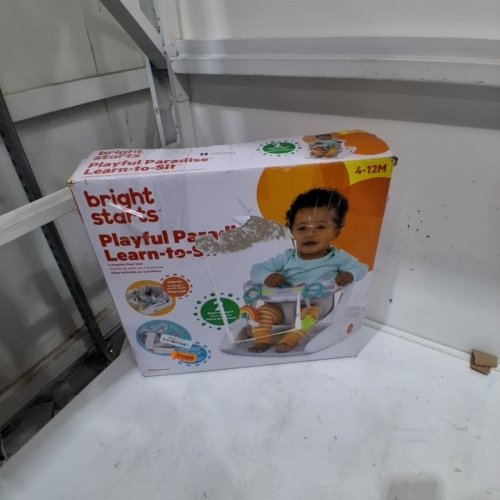 BRIGHT STARTS LEARN-TO-SIT 2-POSITION BABY FLOOR SEAT WITH TOYS - 4-12MONTHS - GREY / WHITE / YELLOW ( MODEL 12956 ) image 3