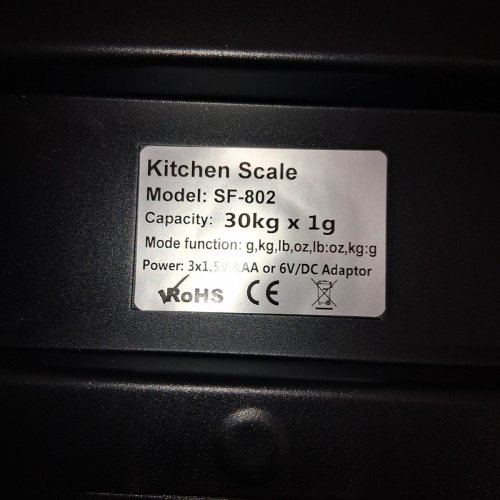 JAQAZNBV KITCHEN SCALE - BLACK/SILVER (MODEL: SF-802) image 5
