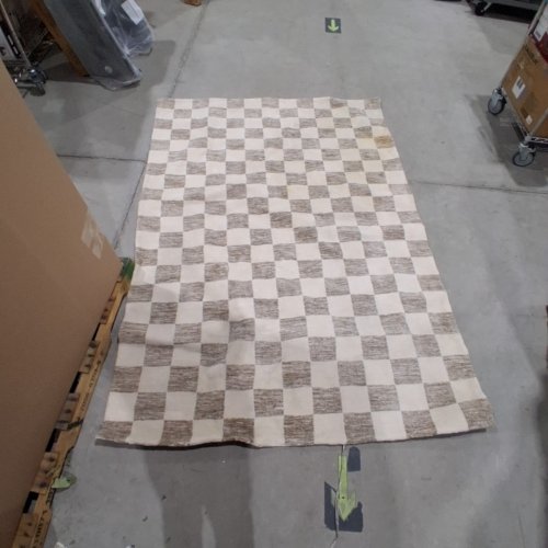 KOSHANI LEELA COLLECTION CHECKERBOARD AREA RUG - 63" X 91" - BEIGE (MODEL: 5002) image 3