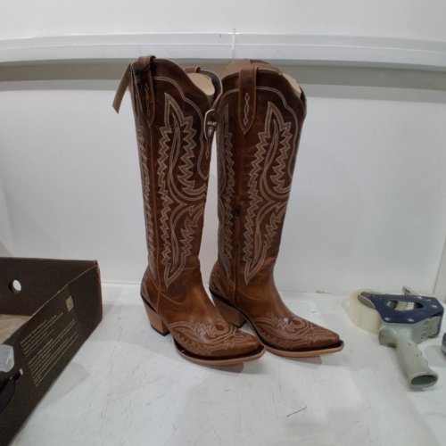 WOMEN'S ARIAT CASANOVA WESTERN COWBOY BOOT WITH SIDE PARTIAL ZIP - SIZE 9 MEDIUM WIDTH - SHADES OF GRAIN/TAN BROWN - (STYLE: 10044481) image 2
