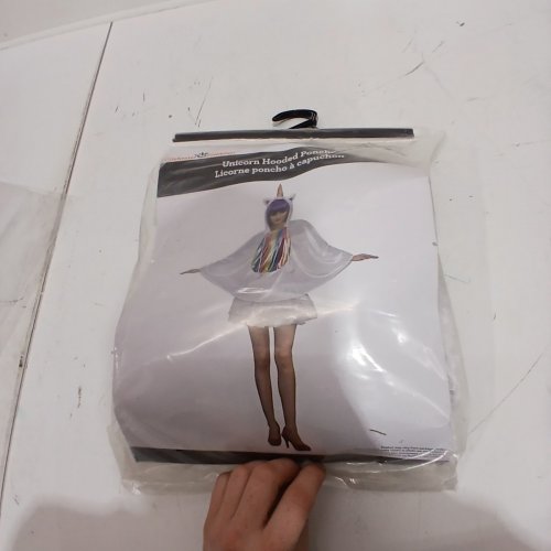 ADULT UNISEX WAY TO CELEBRATE! UNICORN HOODED PONCHO - OSFM - WHITE image 2
