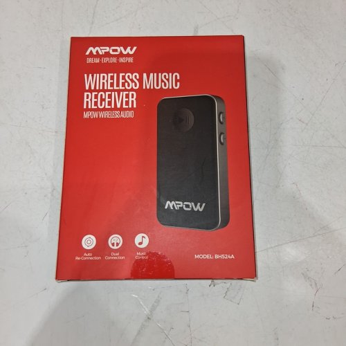 MPOW RECHARGEABLE BLUETOOTH WIRELESS MUSIC RECEIVER WITH 3.5MM AUX ADAPTER - CONNECTS UP TO 2 DEVICES SIMULTANEOUSLY - BLACK (MODEL: BH524A) image 3