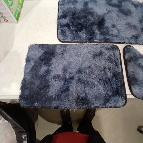 3PC SHAG BATHROOM RUG SET - BLUE image 4