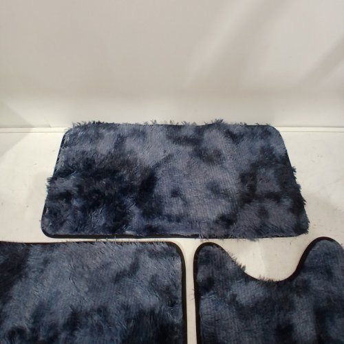 3PC SHAG BATHROOM RUG SET - BLUE image 5