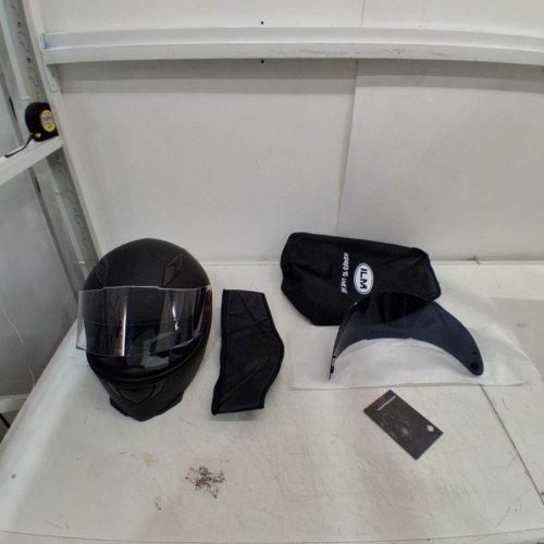 ILM FULL-FACED MOTORCYCLE HELMET WITH REMOVABLE NECK SCARF AND TINTED VISOR - MEDIUM - MATTE BLACK (MODEL: ILM-313) image 3