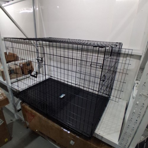 MIDWEST ICRATE DOUBLE DOOR FOLDING METAL DOG CRATE WITH DIVIDER PANEL AND FLOOR PROTECTING FEET - XL - 48" X 30" X 33" - BLACK - (MODEL: 1548DDU) image 2
