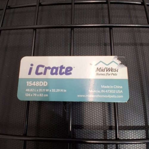 MIDWEST ICRATE DOUBLE DOOR FOLDING METAL DOG CRATE WITH DIVIDER PANEL AND FLOOR PROTECTING FEET - XL - 48" X 30" X 33" - BLACK - (MODEL: 1548DDU) image 3