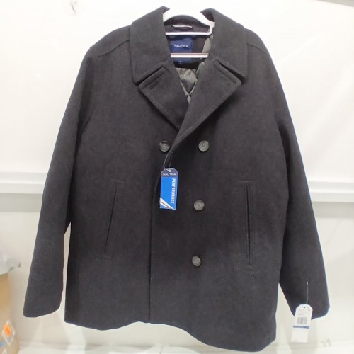 MENS NAUTICA THREE-BUTTON PEA COAT - EXTRA LARGE - CHARCOAL (STYLE V825548) image 2