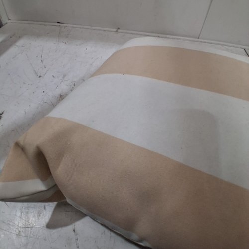 ROOM ESSENTIALS OUTDOOR THROW PILLOW - 16" X 16" - BEIGE AND WHITE STRIPED image 4