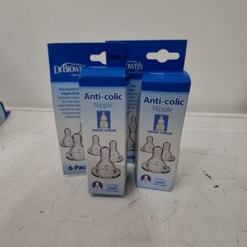 2 (6PK) DR. BROWN'S NARROW NIPPLE - FAST FLOW - LEVEL 4 (9M+) - CLEAR image 2